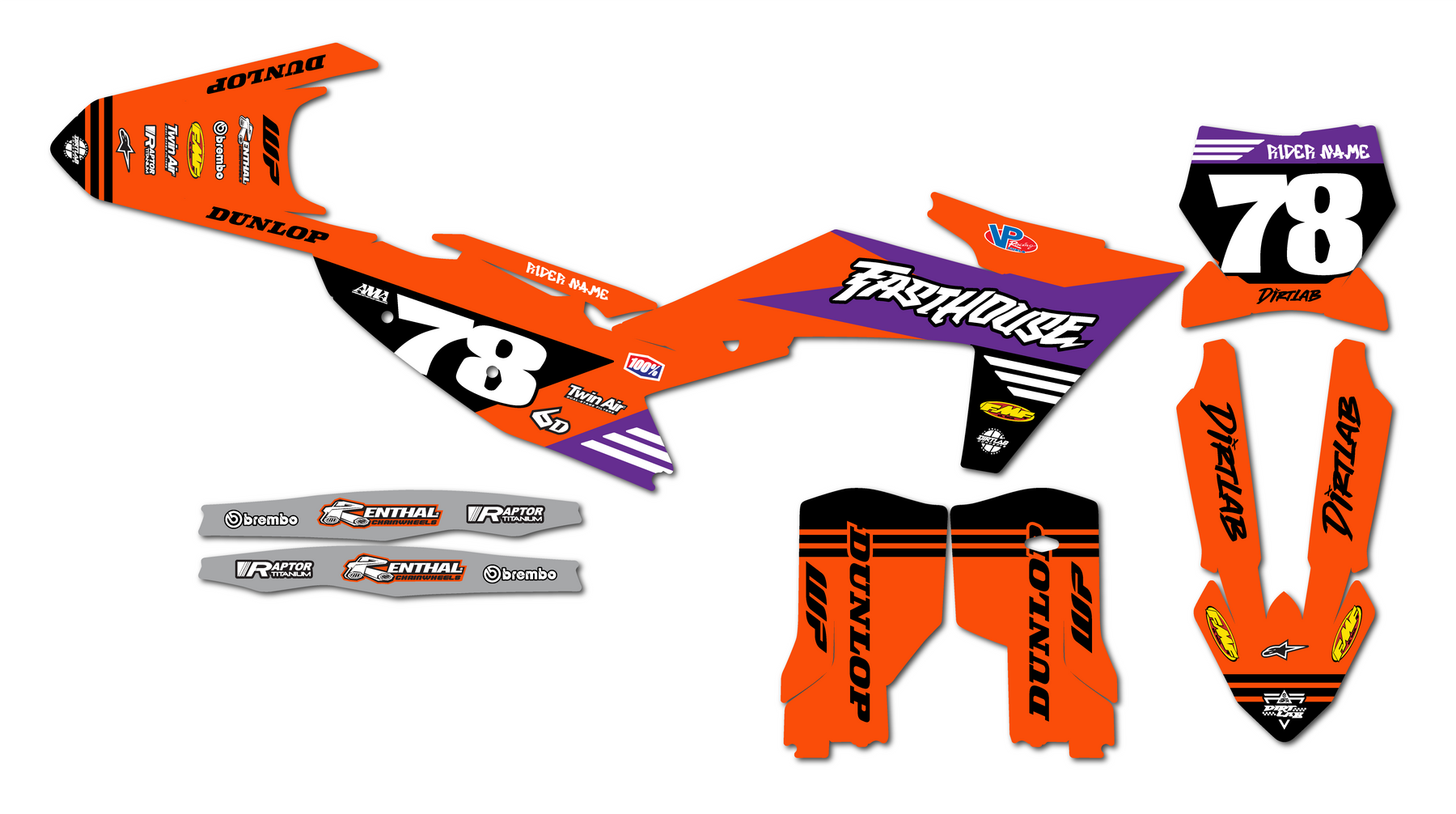 2025 KTM 350SXF Fasthouse Semi Custom Graphics Kit
