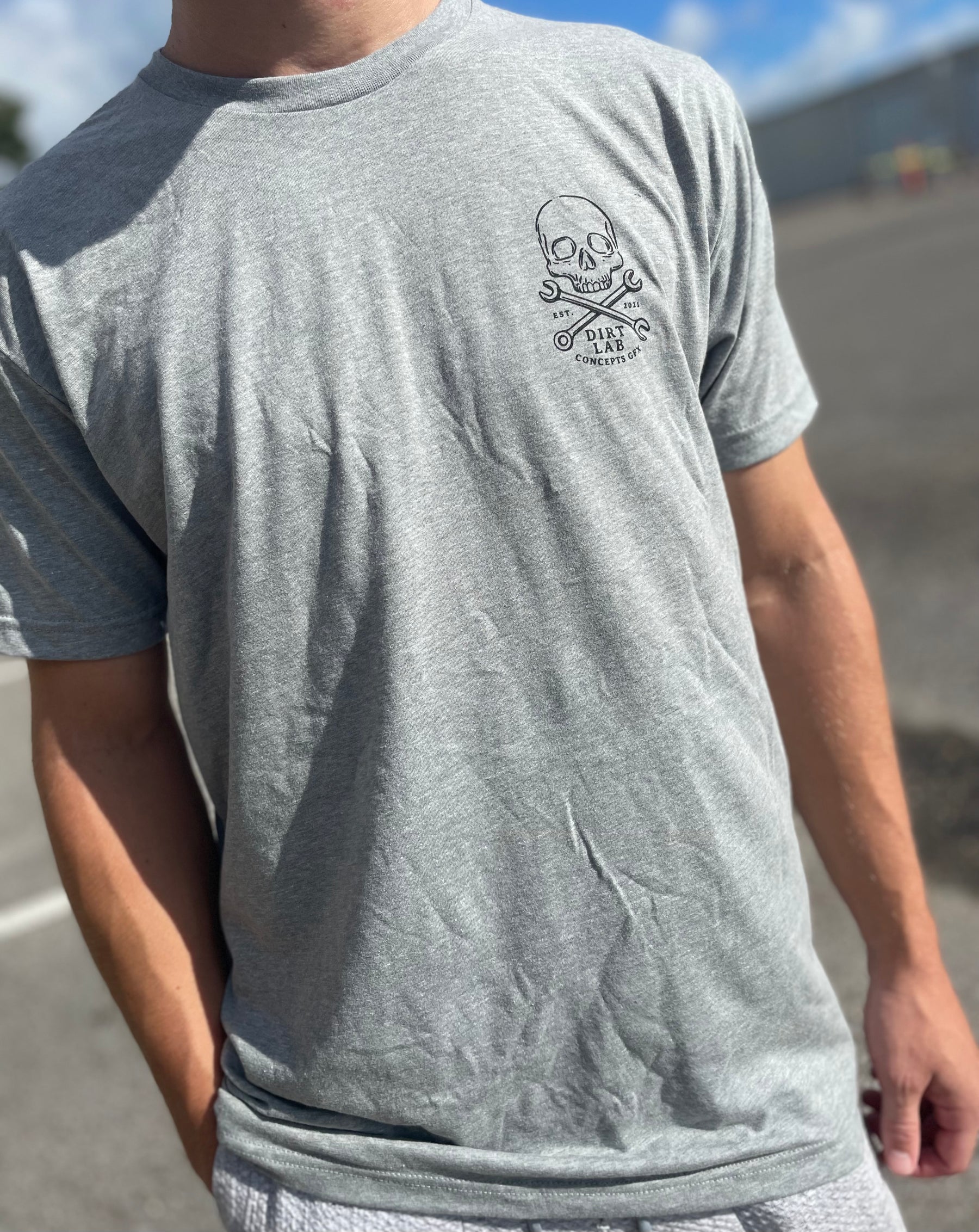Dirtlab Gray Skull T-Shirt