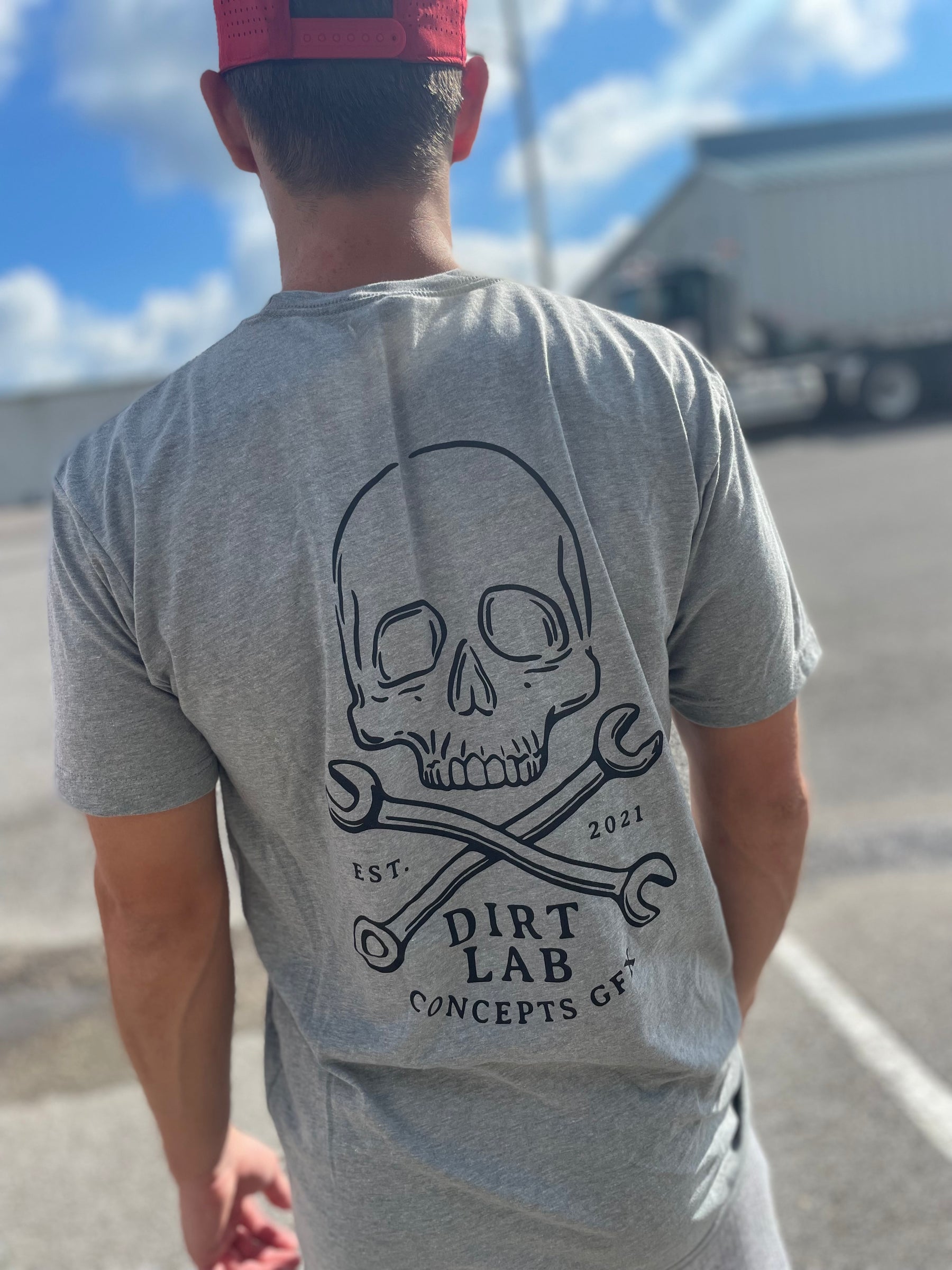 Dirtlab Gray Skull T-Shirt